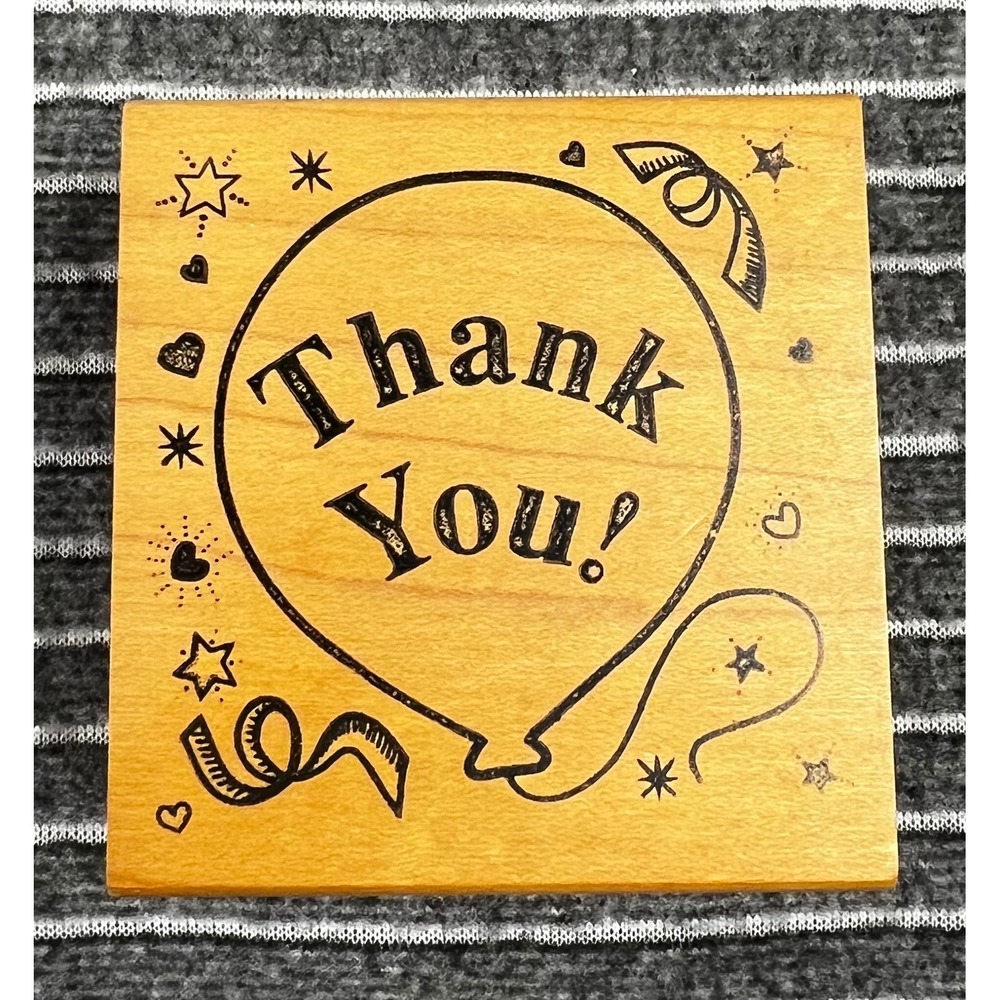 Rubber Stamp Crafting Tan Good Used Condition Balloon Thank You Design